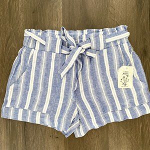 Indigo Rein Stripe Belted Shorts Size L